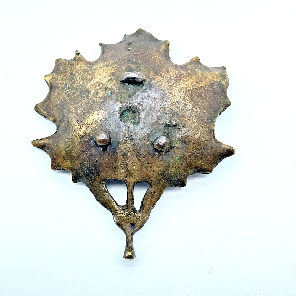 Vintage Solid Brass Maple Leaf Trinket Dish Jewelry Tray Catchall Ashtray 4.5x4" - Picture 2 of 7